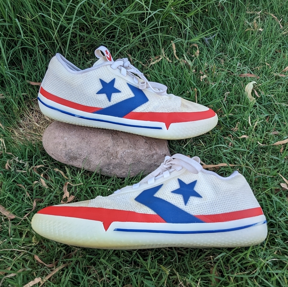 Converse Men’s Athletic Shoes White with Blue and Red Accents